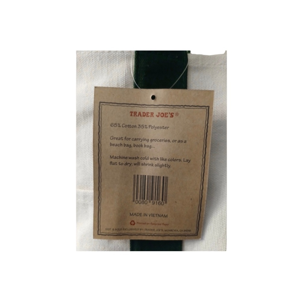 Trader Joe's Everyday Mini Canvas Tote Bag in Navy/Cream • NEW WITH TAGS - Picture 3 of 6